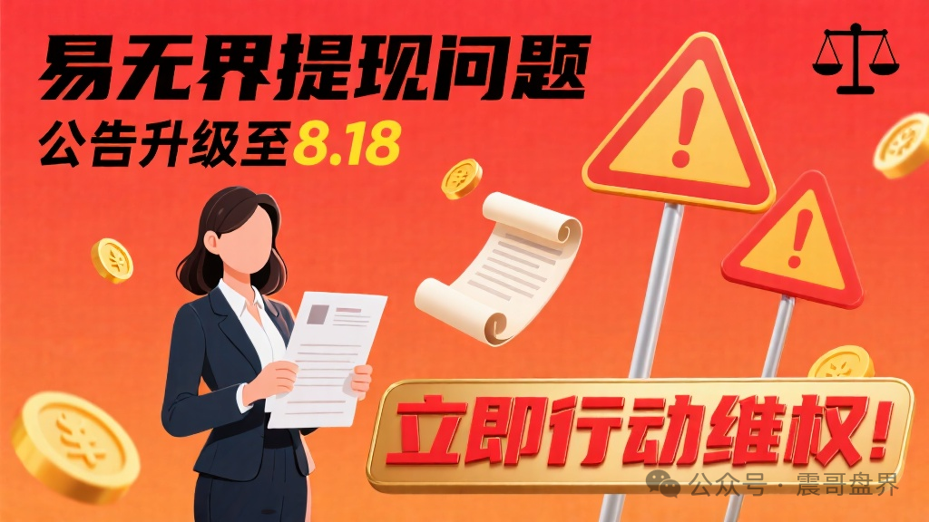 【易无界】提现已经出问题，发公告升级到8月18号，该维权了！